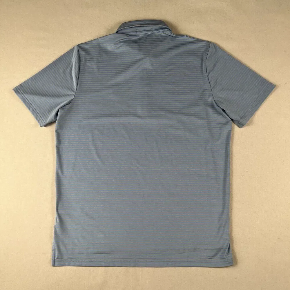 RLX Ralph Lauren Polo‎ Shirt Men’s Large Blue Gray Striped Embroidered Logo Golf